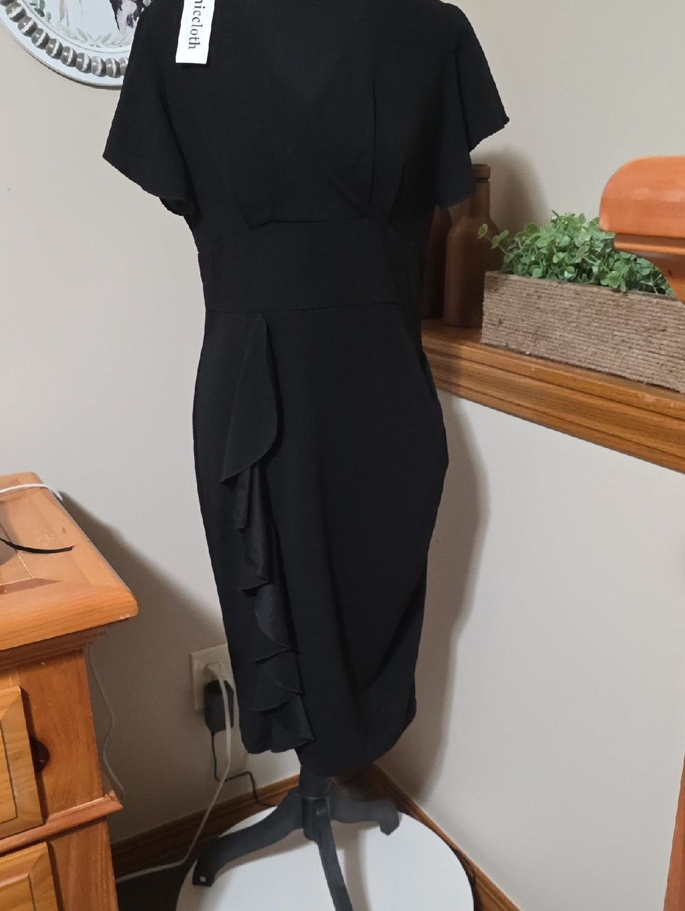 Black Ruffle Midi Dress by Nicole Miller